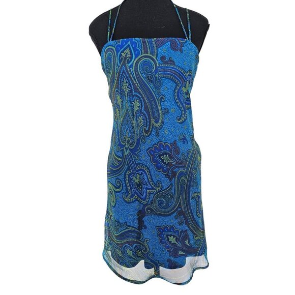 Women's Green/Blue Paisley Print Summer Dress By City Triangles, Size 7 - Picture 1 of 15